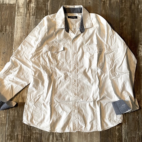Men White-Grey Shirt - Picture 1 of 1